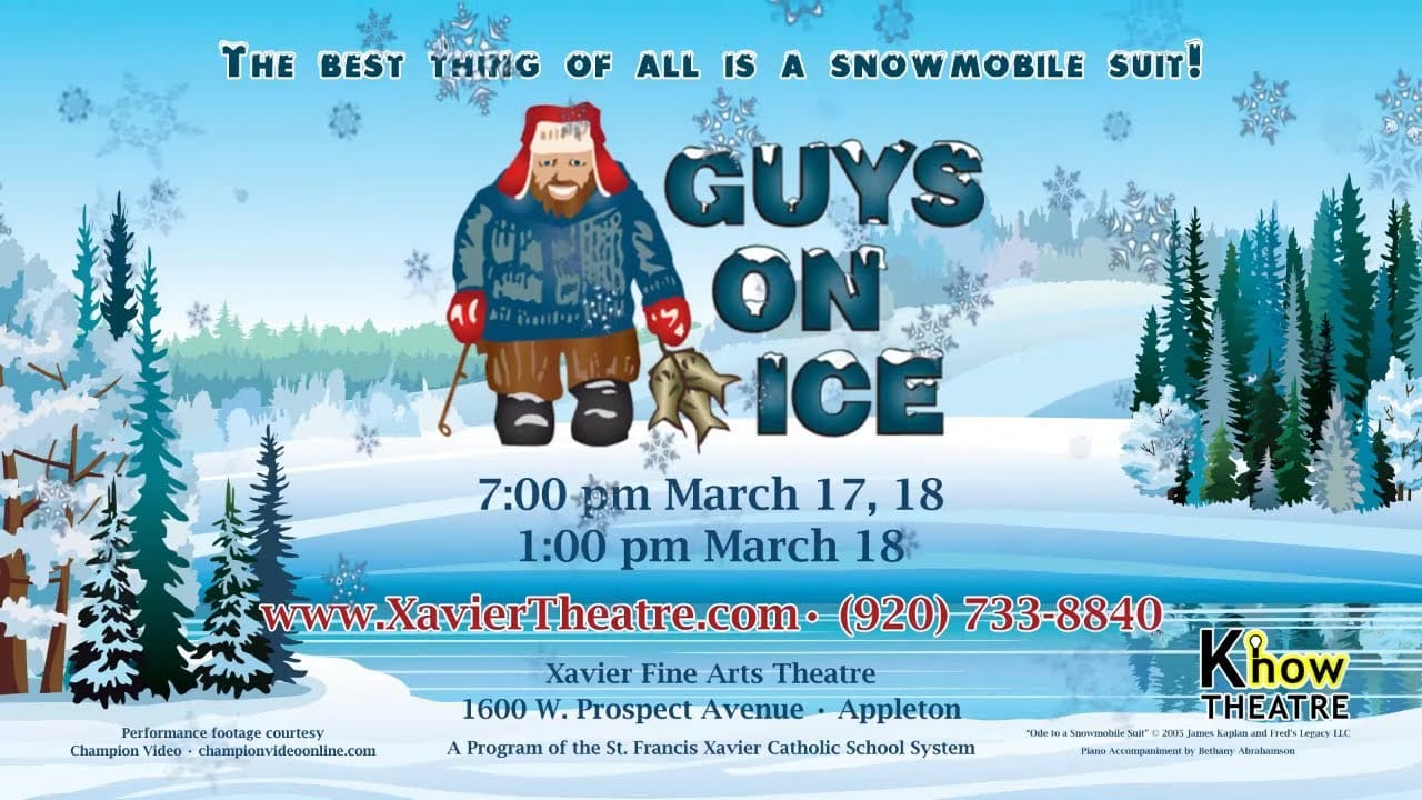 title card for Know How Theatre's production of Guys On Ice at Xavier Fine Arts Theatre.